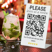 Signe De Table Code QR élégant et moderne "Leave a Review"