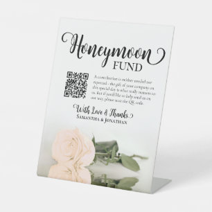 Signe De Table Code QR élégant pour la caisse de voyage de noces