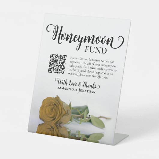 Signe De Table Code QR élégant pour la caisse de voyage de noces  (Recto)
