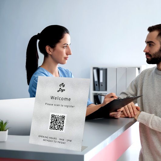 Signe De Table Code QR enregistrement client argent bienvenue