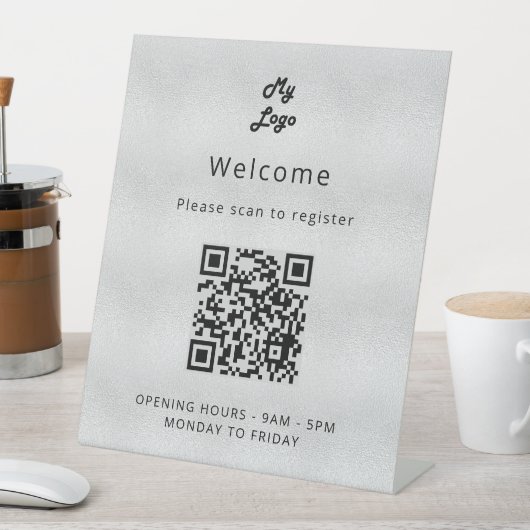 Signe De Table Code QR enregistrement client argent bienvenue (In SItu)