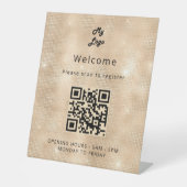 Signe De Table Code QR enregistrement client or bienvenue (Recto)