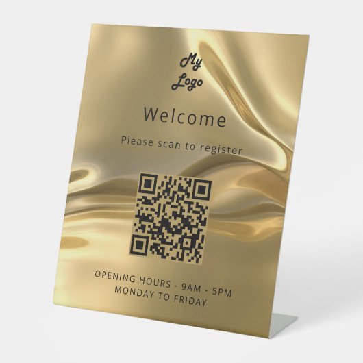 Signe De Table Code QR enregistrement client or métal bienvenue (Recto)