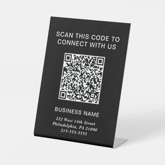 Signe De Table Code QR Entreprise Moderne Noir (Recto)