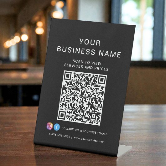 Signe De Table Code QR Entreprise Scan pour Connecter Noir
