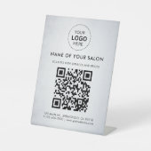 Signe De Table Code QR et logo de l'entreprise Dark White Salon (Recto)