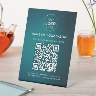 Signe De Table Code QR et Logo de l'entreprise de salon