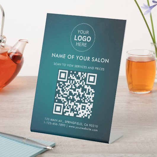 Signe De Table Code QR et Logo de l'entreprise de salon (In SItu)