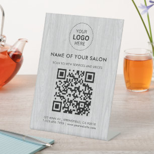 Signe De Table Code QR et Logo de l'entreprise de salon