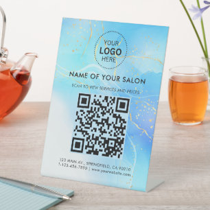 Signe De Table Code QR et logo de l'entreprise du Salon Gold Glit