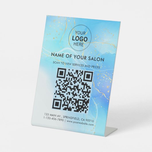 Signe De Table Code QR et logo de l'entreprise du Salon Gold Glit (Recto)