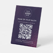 Signe De Table Code QR et Logo de l'entreprise Salon Abstrait (Recto)
