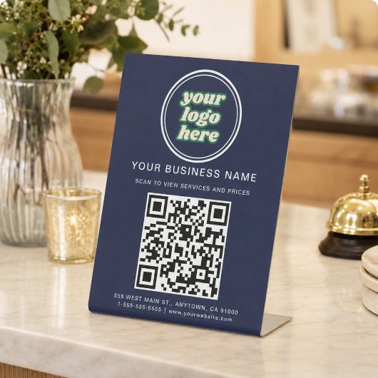 Signe De Table Code QR et logo d'entreprise