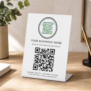 Signe De Table Code QR et logo d'entreprise
