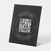 Signe De Table Code QR et texte modifiable | Noir et blanc (Recto)