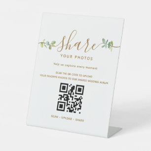 Signe De Table Code QR Eucalyptus pour Partage de Photos de Maria