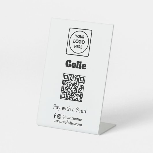 Signe De Table Code QR Gelle | Scannez pour Payer Logo d'Entrepri (Recto)