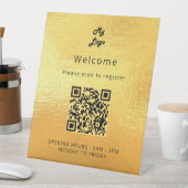 Signe De Table Code QR Gold - accueil de l'enregistrement client (In SItu)