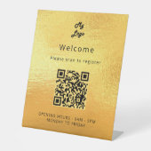 Signe De Table Code QR Gold - accueil de l'enregistrement client (Recto)