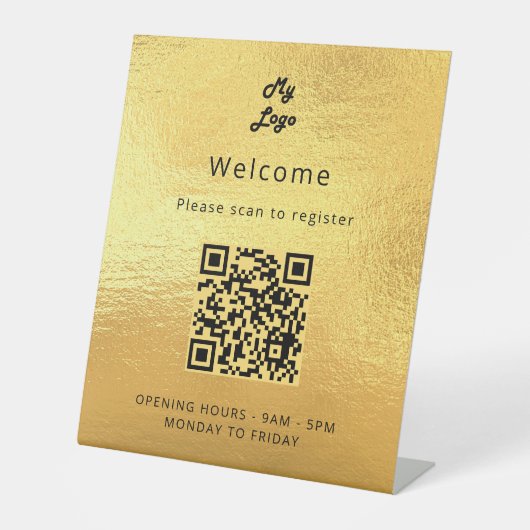 Signe De Table Code QR Gold - accueil de l'enregistrement client (Recto)