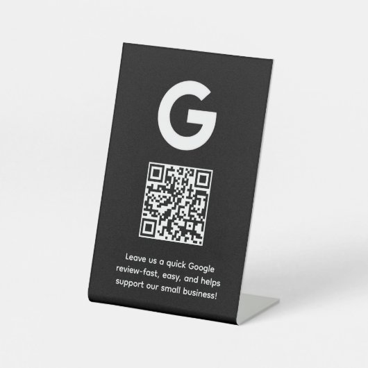 Signe De Table Code QR Google | Affichage du lien de révision d'e (Recto)