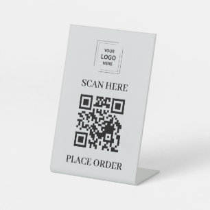 Signe De Table Code QR Gris Argent Commande d'Affaires