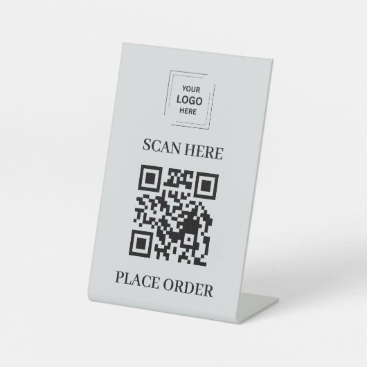 Signe De Table Code QR Gris Argent Commande d'Affaires (Recto)