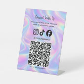 Signe De Table Code QR holographique tendance | Connectez-vous av (Recto)