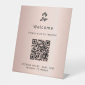 Signe De Table Code QR inscription client rose gold bienvenue (Recto)