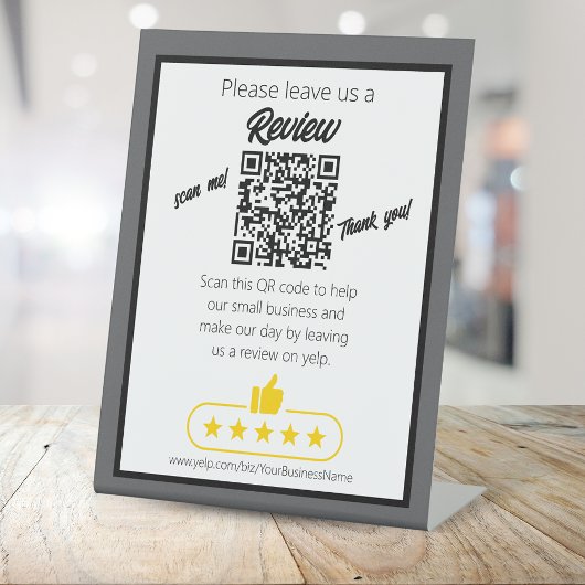 Signe De Table Code QR 'laissez-nous un commentaire' YELP