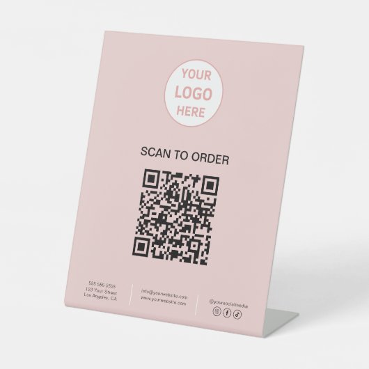 Signe De Table Code QR Logo Boulangerie rose (Recto)