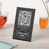 Signe De Table Code QR Logo de Menu Noir Café Moderne Sans Contac (In SItu)