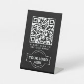 Signe De Table Code QR Logo de Menu Noir Café Moderne Sans Contac (Recto)