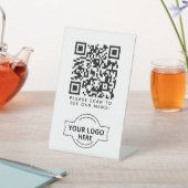 Signe De Table Code QR Logo de menu noir Moderne Café Sans Contac (In SItu)