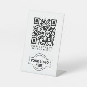 Signe De Table Code QR Logo de menu noir Moderne Café Sans Contac (Recto)