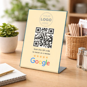 Signe De Table Code QR Logo de révision d'entreprise personnalisé