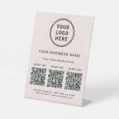 Signe De Table Code QR Logo Entreprise 3 Rose (Recto)