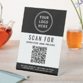 Signe De Table Code QR Logo Entreprise Noir Blanc (In SItu)
