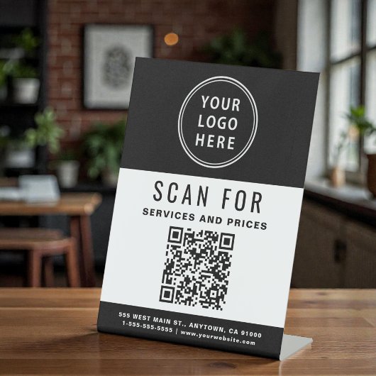 Signe De Table Code QR Logo Entreprise Noir Blanc