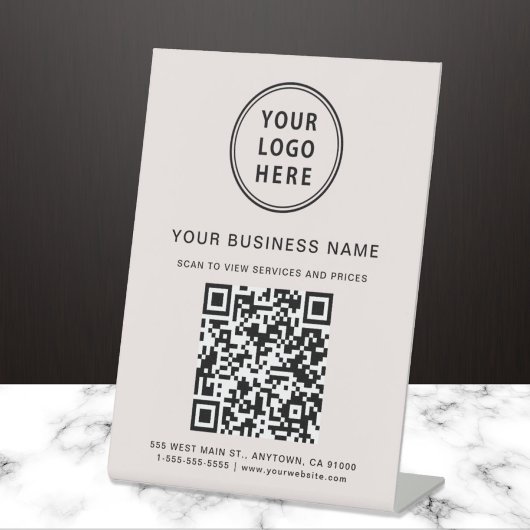 Signe De Table Code QR Logo Entreprise Rose