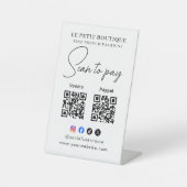 Signe De Table Code QR Logo Entreprise Scan To Pay (Recto)