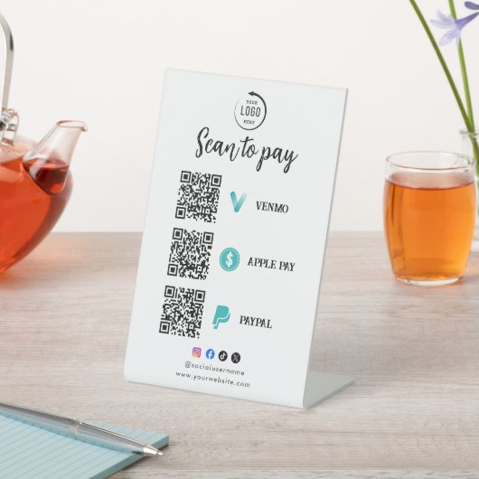 Signe De Table Code QR Logo Entreprise Scan To Pay (In SItu)
