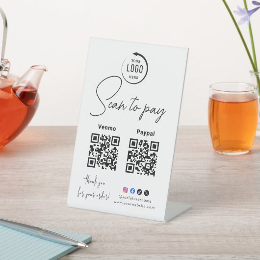 Signe De Table Code QR Logo Entreprise Scan To Pay (In SItu)