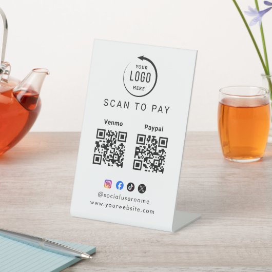 Signe De Table Code QR Logo Entreprise Scan To Pay (In SItu)