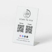Signe De Table Code QR Logo Entreprise Scan To Pay (Recto)