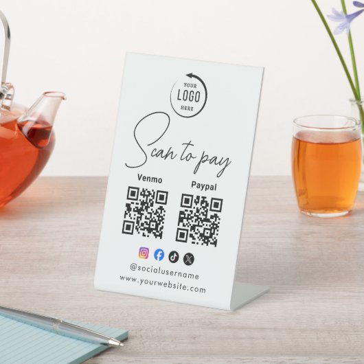 Signe De Table Code QR Logo Entreprise Scan To Pay (In SItu)