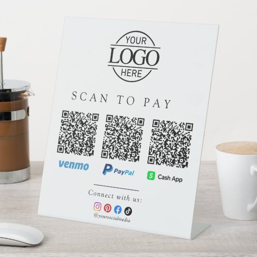 Signe De Table Code Qr Logo Entreprise Scan To Pay Table Basse (In SItu)