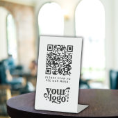 Signe De Table Code QR Logo Menu Blanc Café Moderne Sans Contact