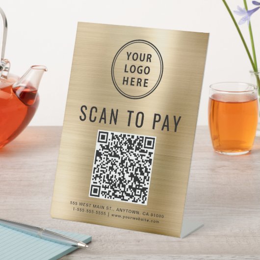 Signe De Table Code QR Logo Paiement Scan Or (In SItu)
