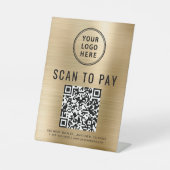 Signe De Table Code QR Logo Paiement Scan Or (Recto)